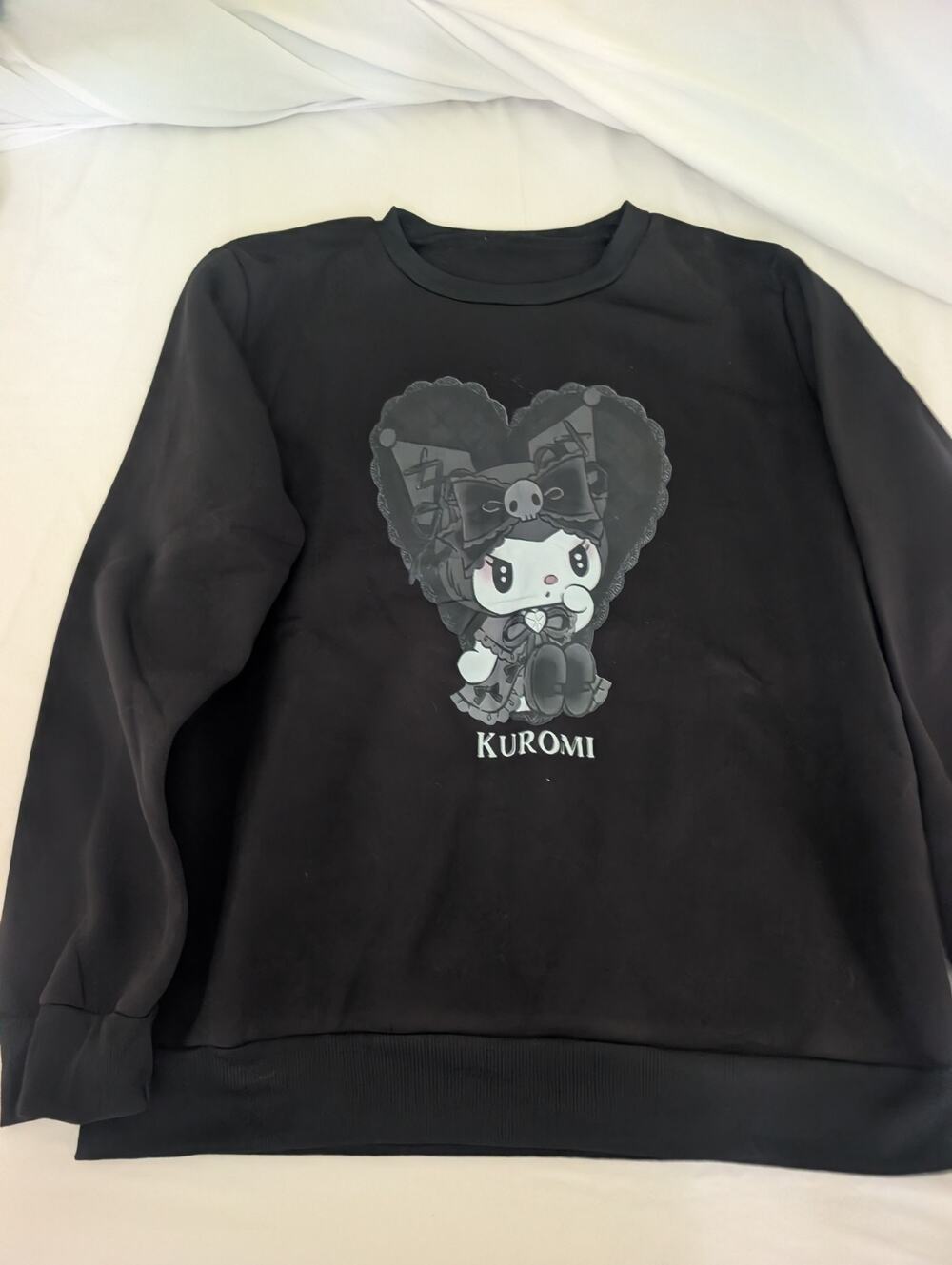Kuromi Black Fleece Sweatshirt Women's M/L Hello Kitty Anime